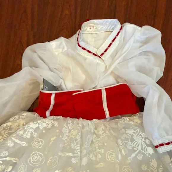 Disney Parks Mary Poppins Elegant Red and White Kids Costume w/matching Hat - Picture 8 of 14